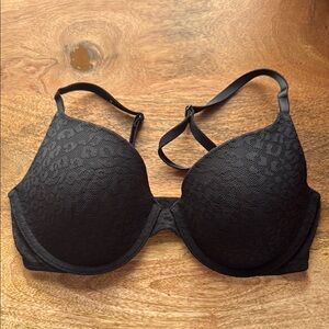 VS PINK Black Leopard Lightly Padded Bra 34C